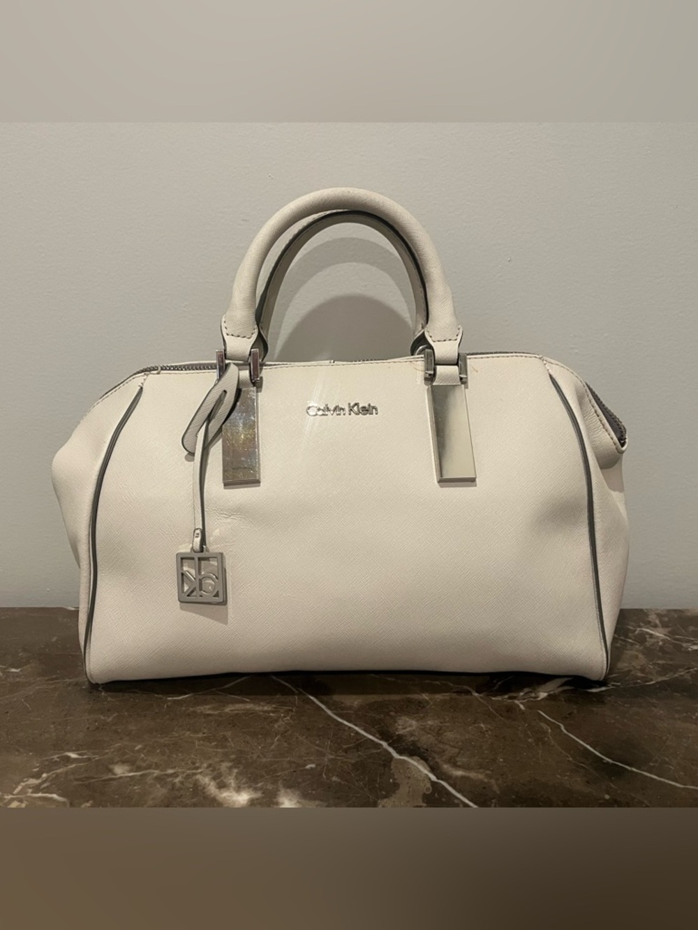 Calvin Klein Cream Top-Handle Satchel